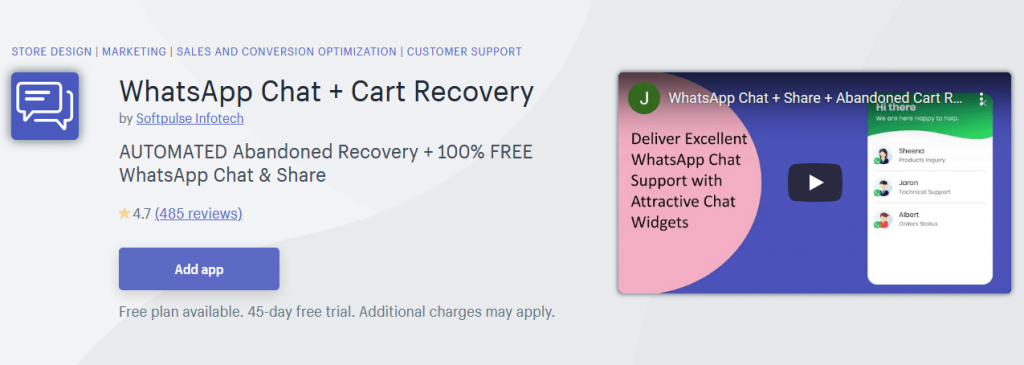 WhatsApp Chat + Cart Recovery