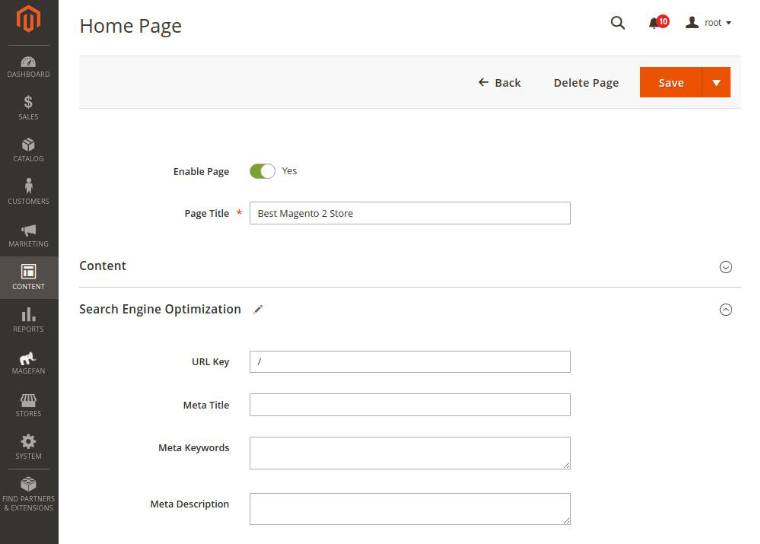 Homepage SEO Setting