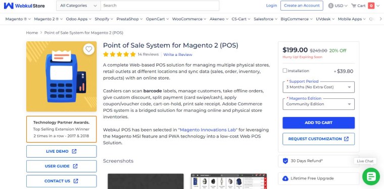 Magento POS system by Webkul