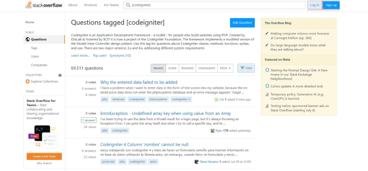 CodeIgniter - StackOverflow CodeIgniter - StackOverflow