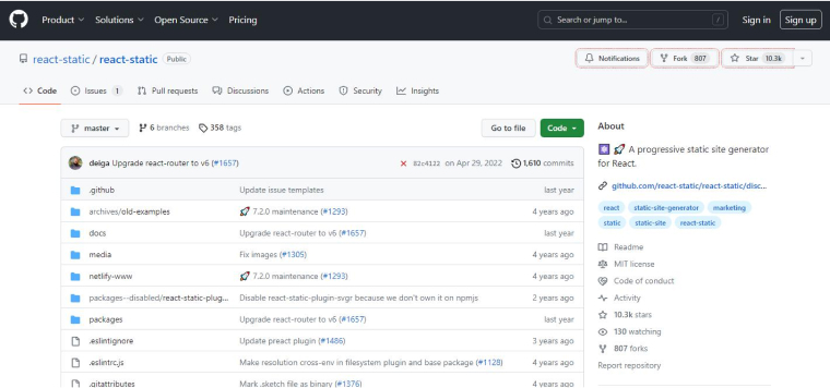 React Static GitHub