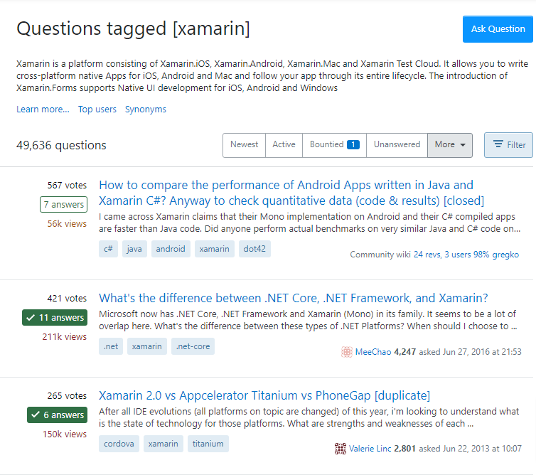 Stack Overflow- Questions Tagged [Xamarin]