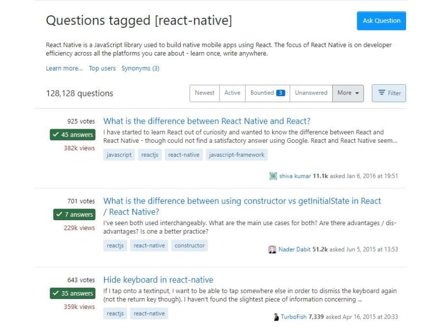 Stack Overflow- Questions Tagged [React Native]