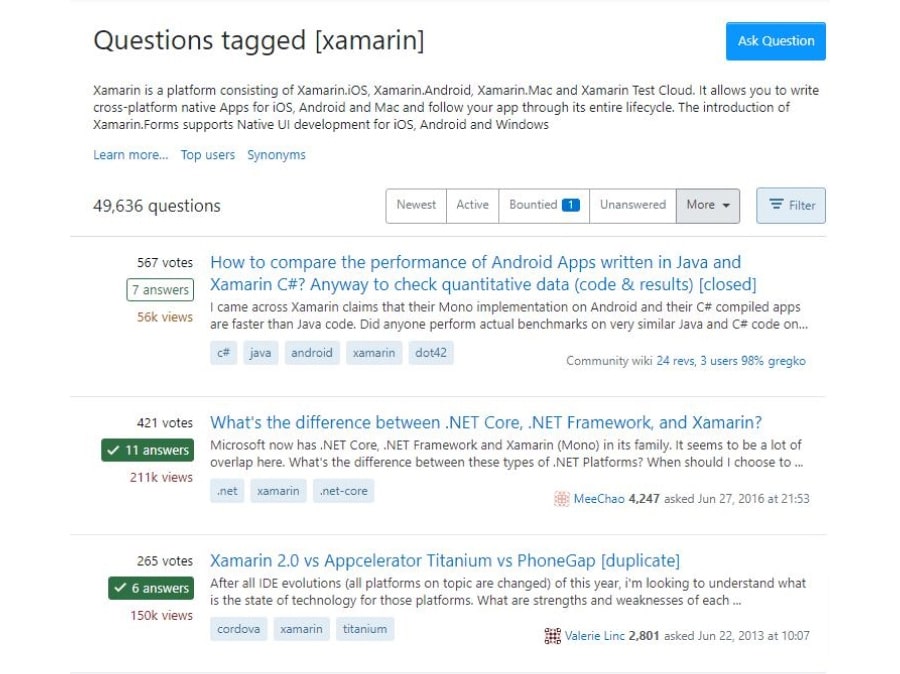 Stack Overflow- Questions Tagged [Xamarin]