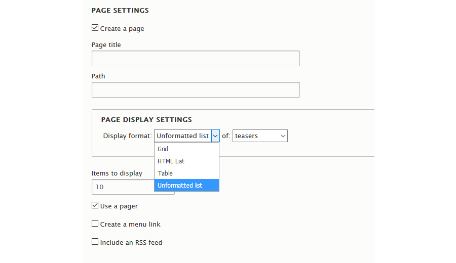 View Display Format Options